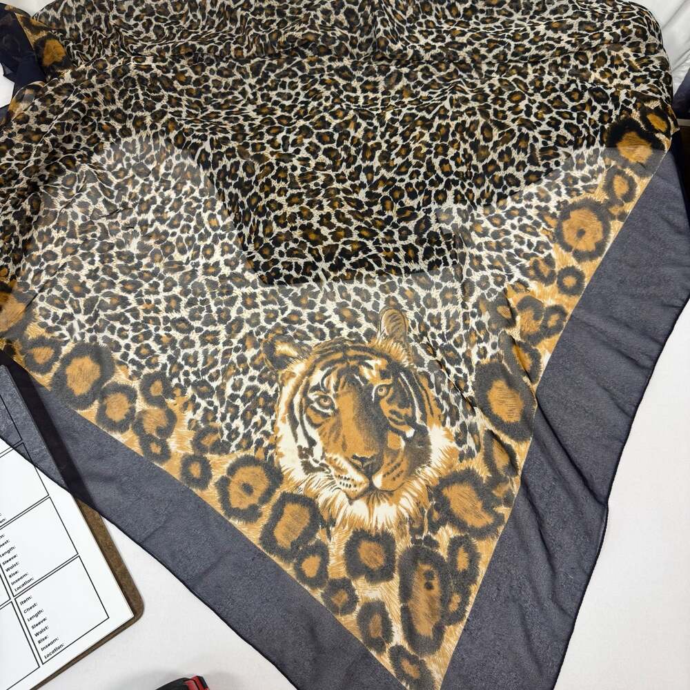 Vintage Made in Italy Sheer Leopard & Tiger Print Scarf Wrap 46x60 - Picture 3 of 5